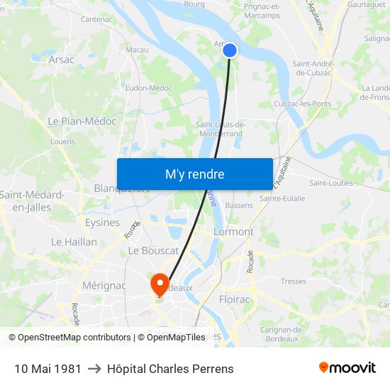 10 Mai 1981 to Hôpital Charles Perrens map