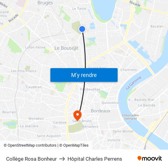Collège Rosa Bonheur to Hôpital Charles Perrens map