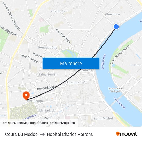 Cours Du Médoc to Hôpital Charles Perrens map