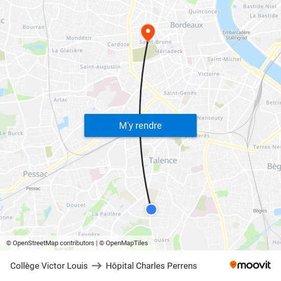 Collège Victor Louis to Hôpital Charles Perrens map