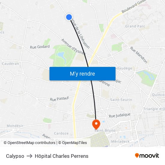 Calypso to Hôpital Charles Perrens map