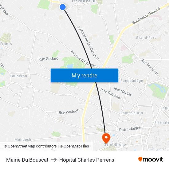 Mairie Du Bouscat to Hôpital Charles Perrens map
