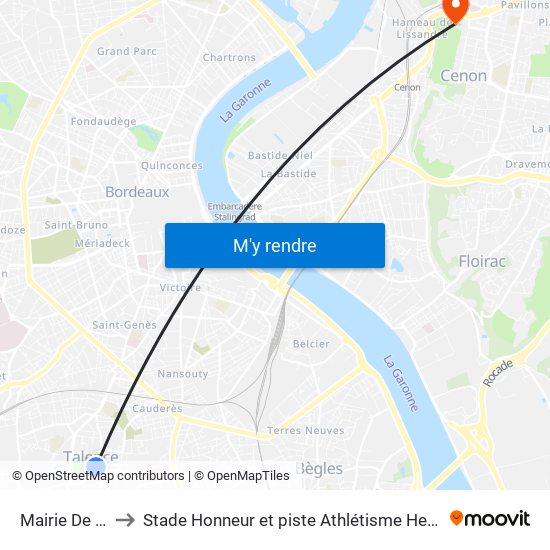 Mairie De Talence to Stade Honneur et piste Athlétisme Henri Danflous de Palmer map