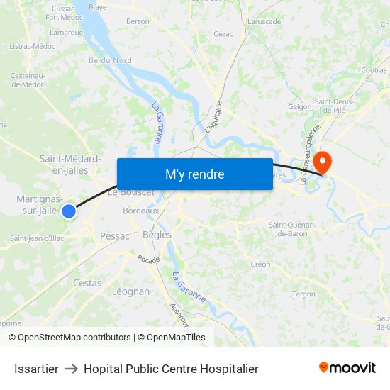 Issartier to Hopital Public Centre Hospitalier map