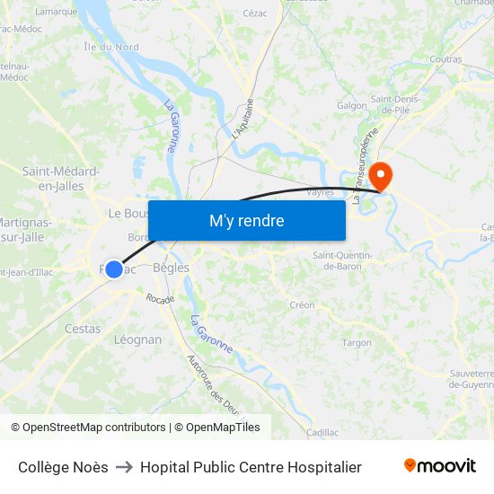 Collège Noès to Hopital Public Centre Hospitalier map