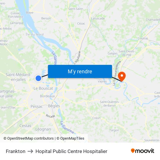 Frankton to Hopital Public Centre Hospitalier map