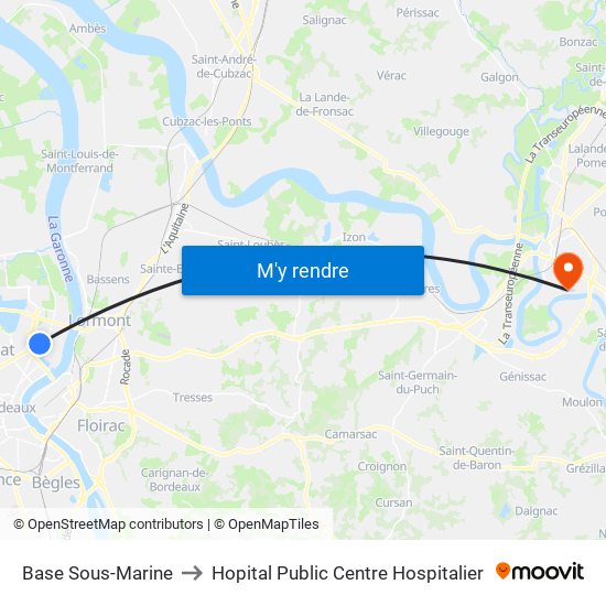 Base Sous-Marine to Hopital Public Centre Hospitalier map