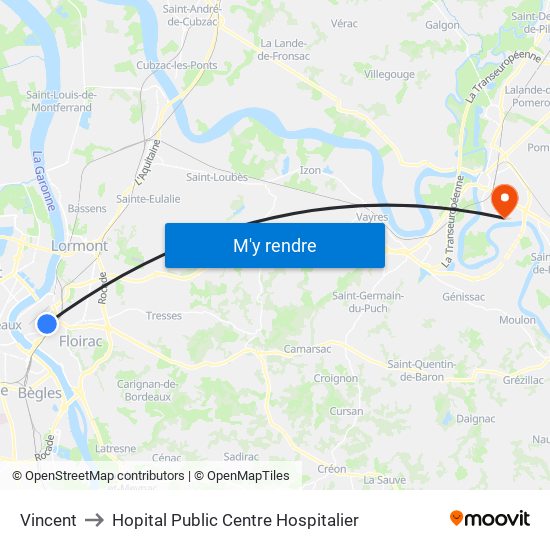 Vincent to Hopital Public Centre Hospitalier map