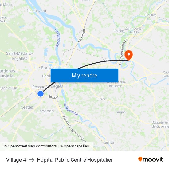 Village 4 to Hopital Public Centre Hospitalier map