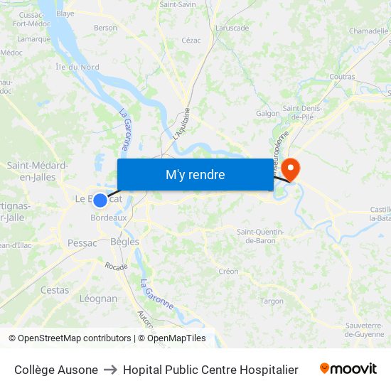 Collège Ausone to Hopital Public Centre Hospitalier map