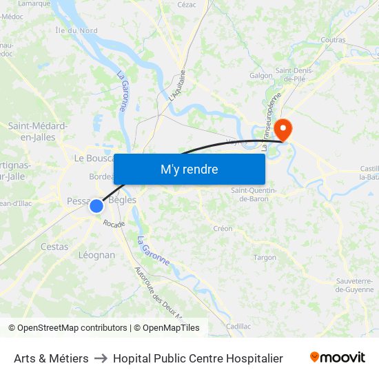 Arts & Métiers to Hopital Public Centre Hospitalier map