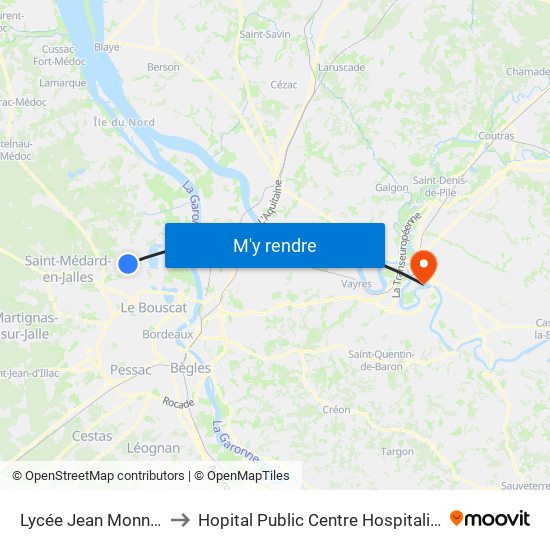 Lycée Jean Monnet to Hopital Public Centre Hospitalier map