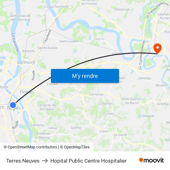 Terres Neuves to Hopital Public Centre Hospitalier map