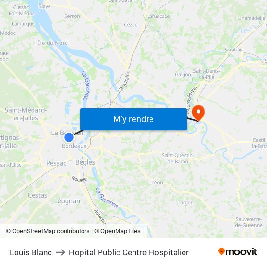 Louis Blanc to Hopital Public Centre Hospitalier map