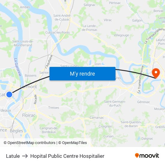 Latule to Hopital Public Centre Hospitalier map