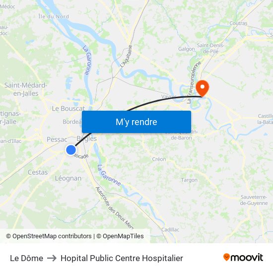 Le Dôme to Hopital Public Centre Hospitalier map