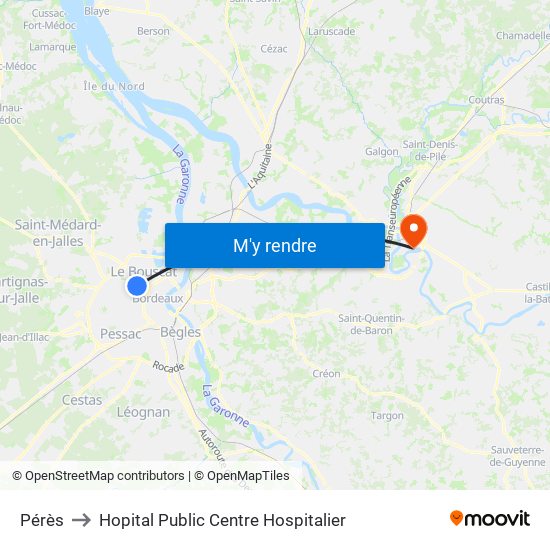 Pérès to Hopital Public Centre Hospitalier map