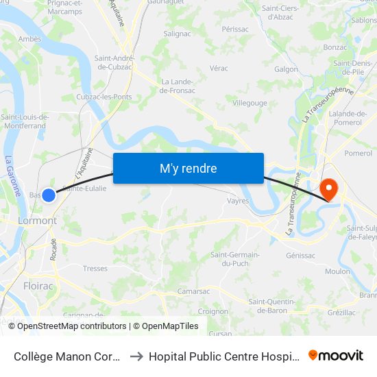 Collège Manon Cormier to Hopital Public Centre Hospitalier map