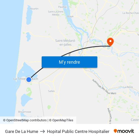 Gare De La Hume to Hopital Public Centre Hospitalier map