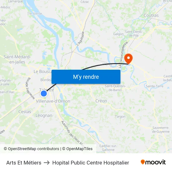 Arts Et Métiers to Hopital Public Centre Hospitalier map