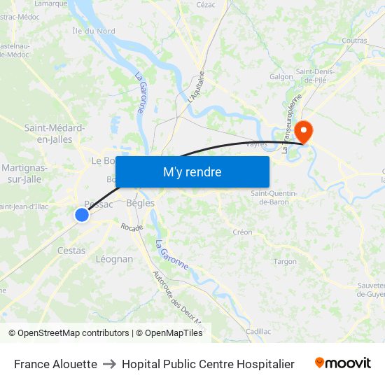 France Alouette to Hopital Public Centre Hospitalier map
