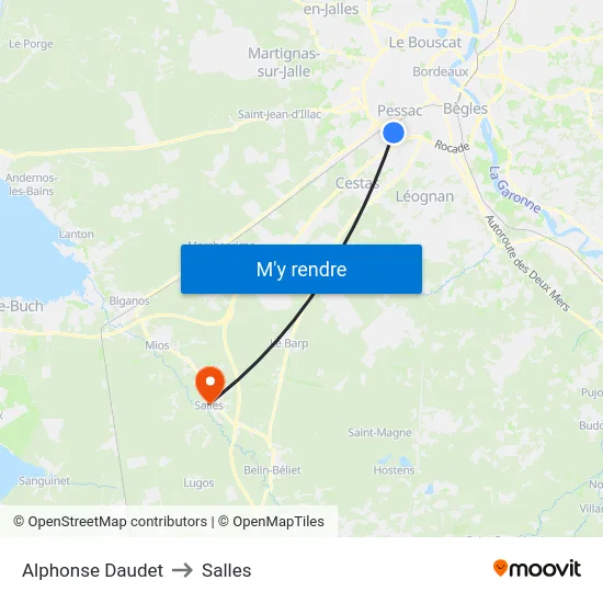 Alphonse Daudet to Salles map