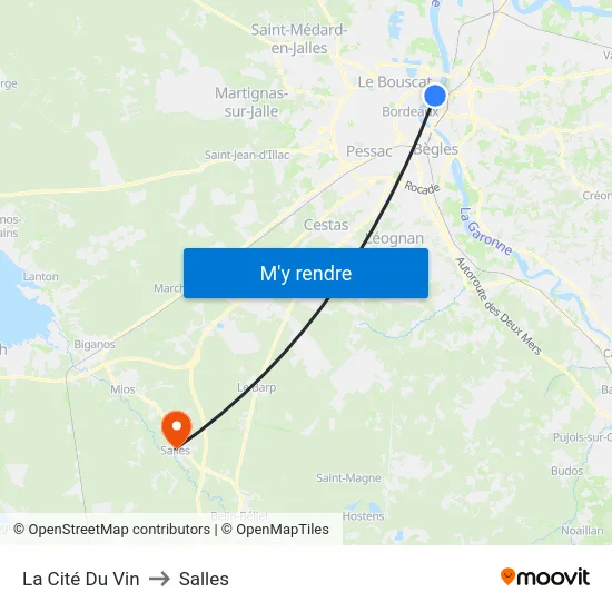 La Cité Du Vin to Salles map