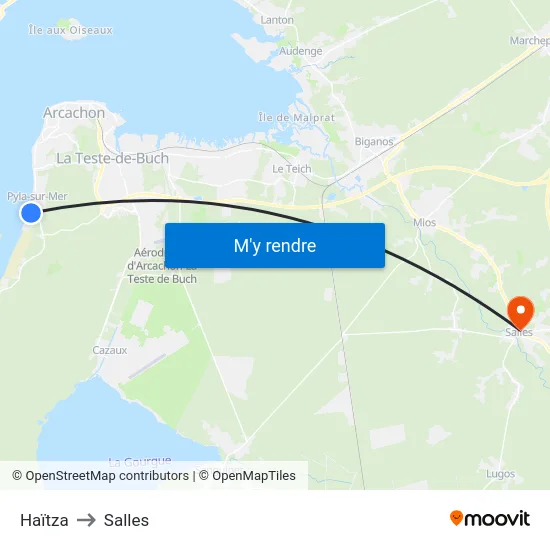 Haïtza to Salles map