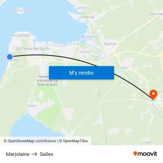 Marjolaine to Salles map