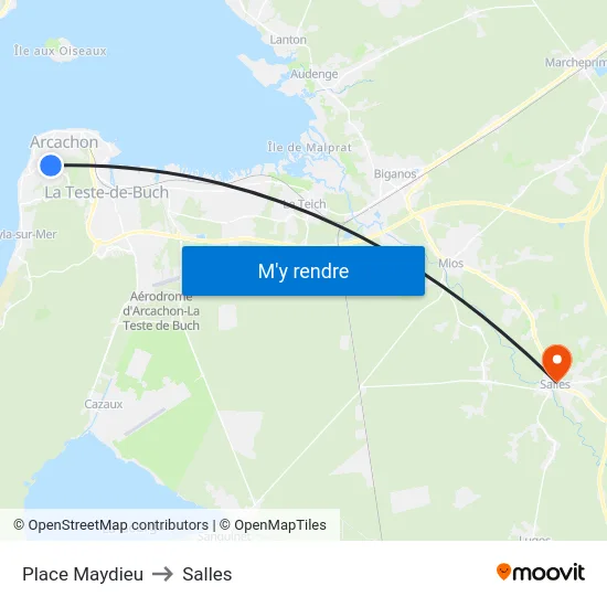 Place Maydieu to Salles map