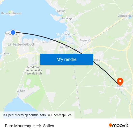 Parc Mauresque to Salles map