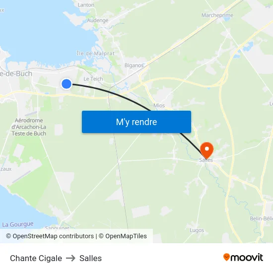 Chante Cigale to Salles map