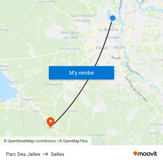Parc Des Jalles to Salles map