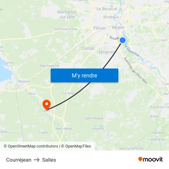 Courréjean to Salles map