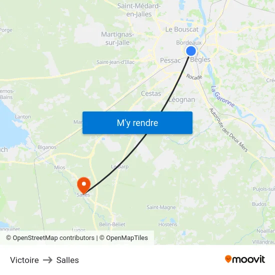 Victoire to Salles map