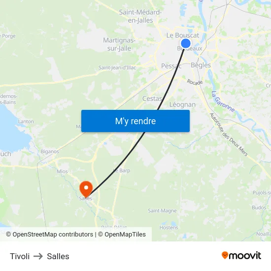 Tivoli to Salles map