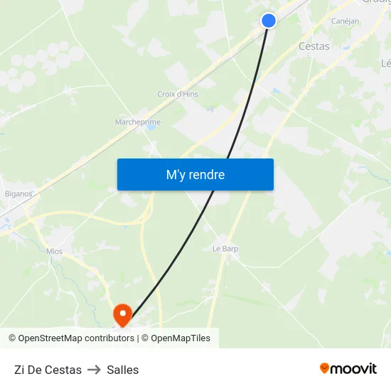Zi De Cestas to Salles map
