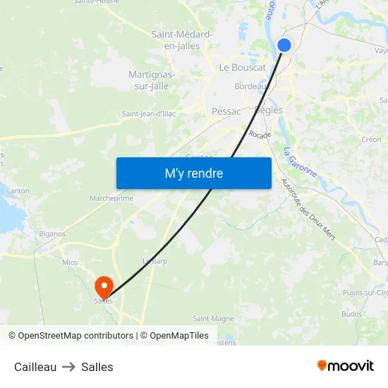 Cailleau to Salles map