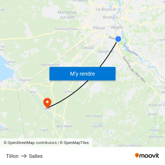 Tillon to Salles map
