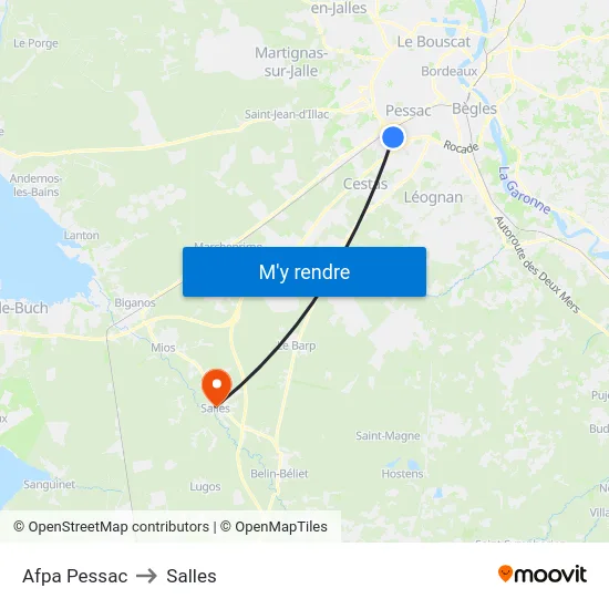 Afpa Pessac to Salles map