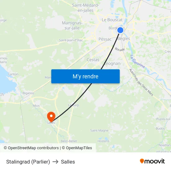 Stalingrad (Parlier) to Salles map