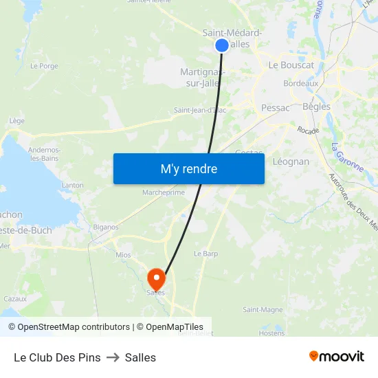 Le Club Des Pins to Salles map
