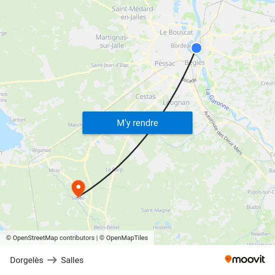 Dorgelès to Salles map