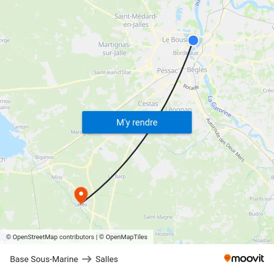 Base Sous-Marine to Salles map