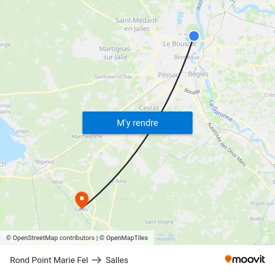 Rond Point Marie Fel to Salles map