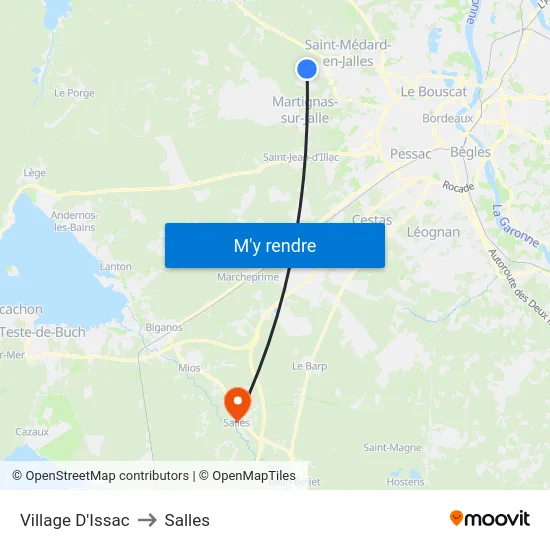 Village D'Issac to Salles map
