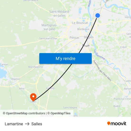 Lamartine to Salles map