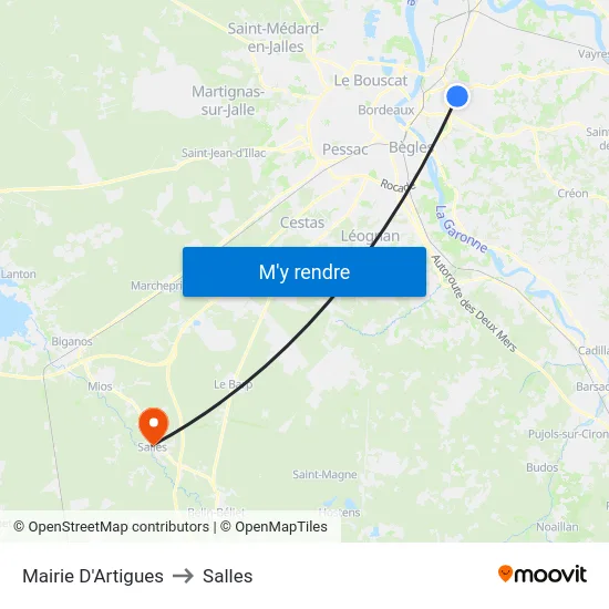 Mairie D'Artigues to Salles map
