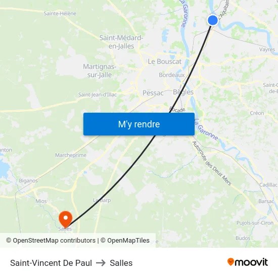 Saint-Vincent De Paul to Salles map