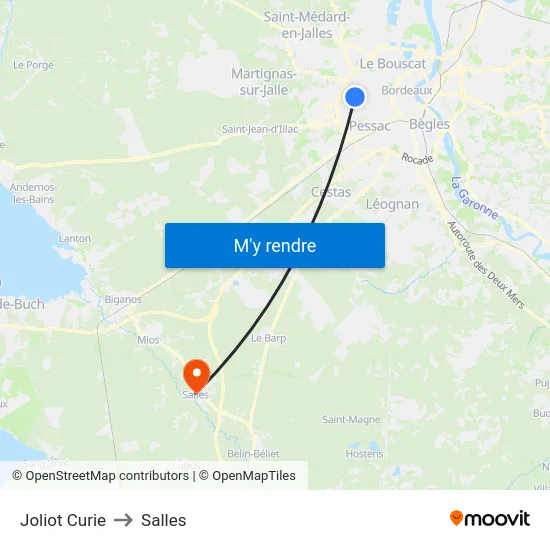 Joliot Curie to Salles map